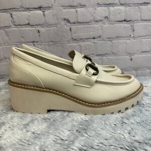 Steve Madden New York Alix Cream Platform Wedge Loafers Size 9 Slip On